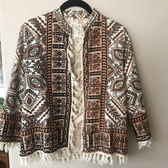 Billabong Sweaters - BILLABONG tribal fringe jacket